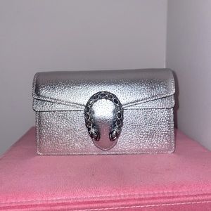 Silver leather mini bag